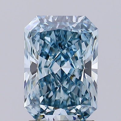 2.05 carat fancy vivid greenish blue radiant lab grown diamond VS1 clarity