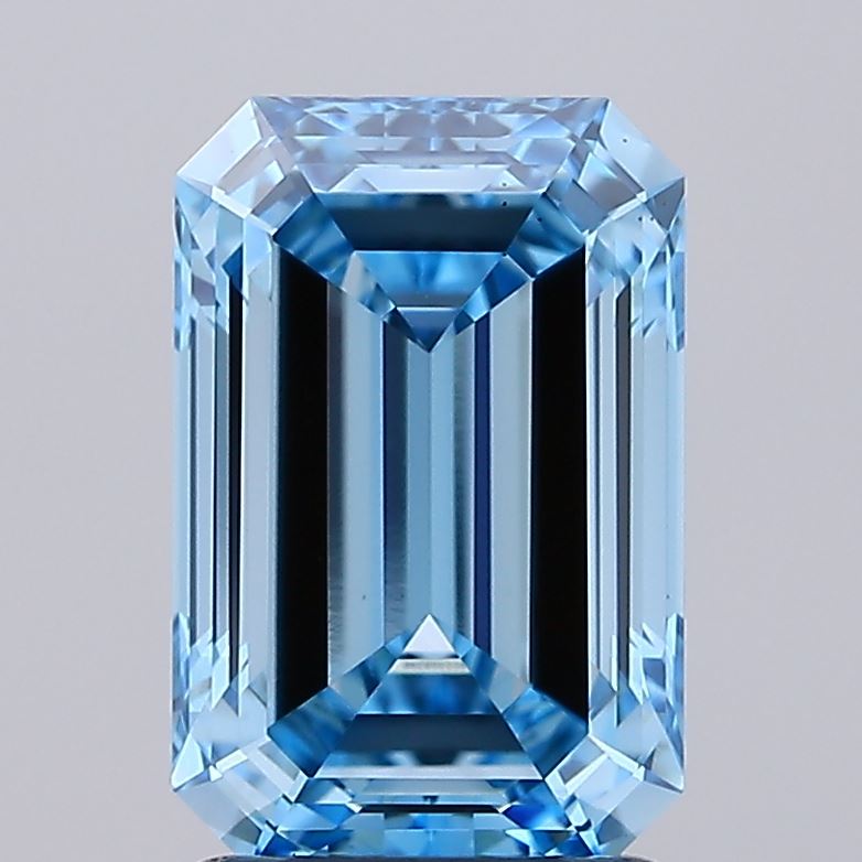 2.03 carat fancy vivid blue emerald lab grown diamond VS1 clarity