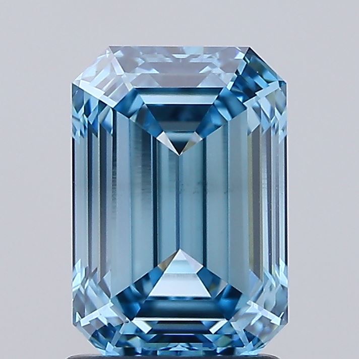 1.96 carat fancy vivid blue emerald lab grown diamond VVS2 clarity