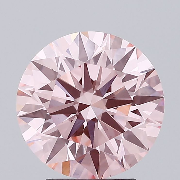 3.18 carat fancy vivid pink round lab grown diamond VS1 clarity