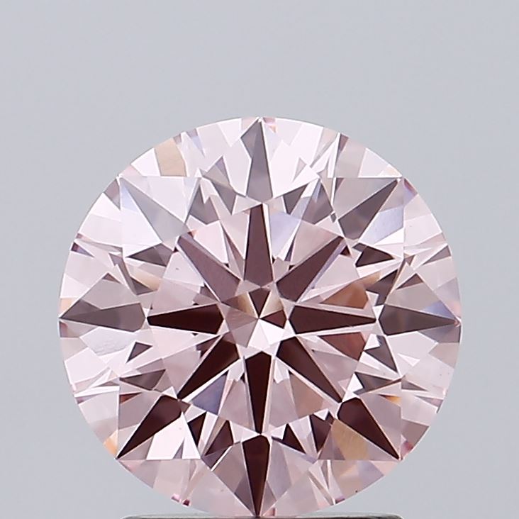 2.09 carat fancy vivid pink round lab grown diamond VVS2 clarity