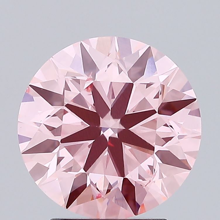 2.89 carat fancy intense pink round lab grown diamond SI1 clarity