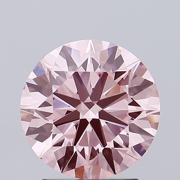 2.18 carat fancy vivid pink round lab grown diamond VVS2 clarity