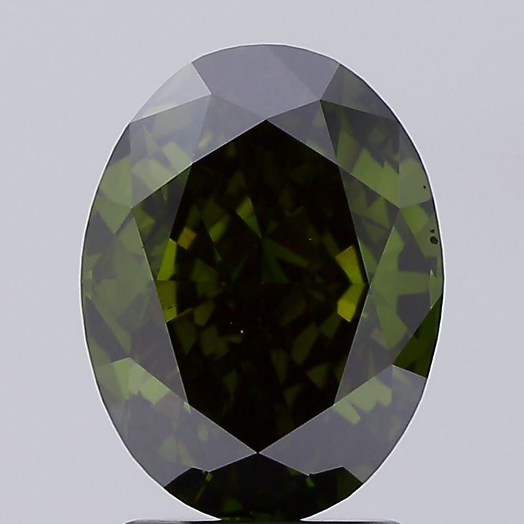 3.06 carat fancy deep green oval lab grown diamond VS1 clarity