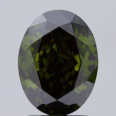 3.06 carat fancy deep green oval lab grown diamond VS1 clarity