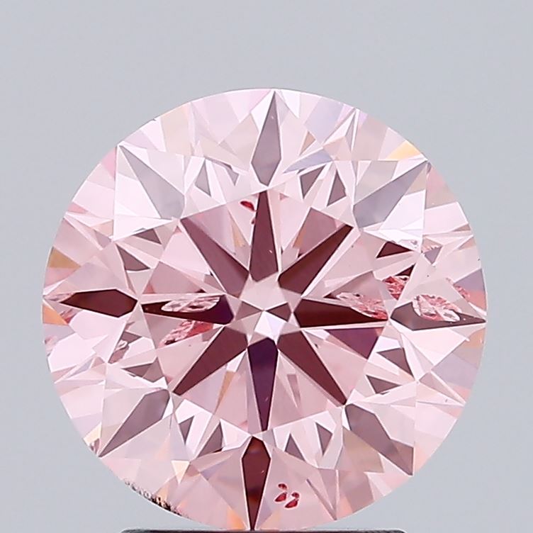 2.94 carat fancy intense pink round lab grown diamond SI2 clarity