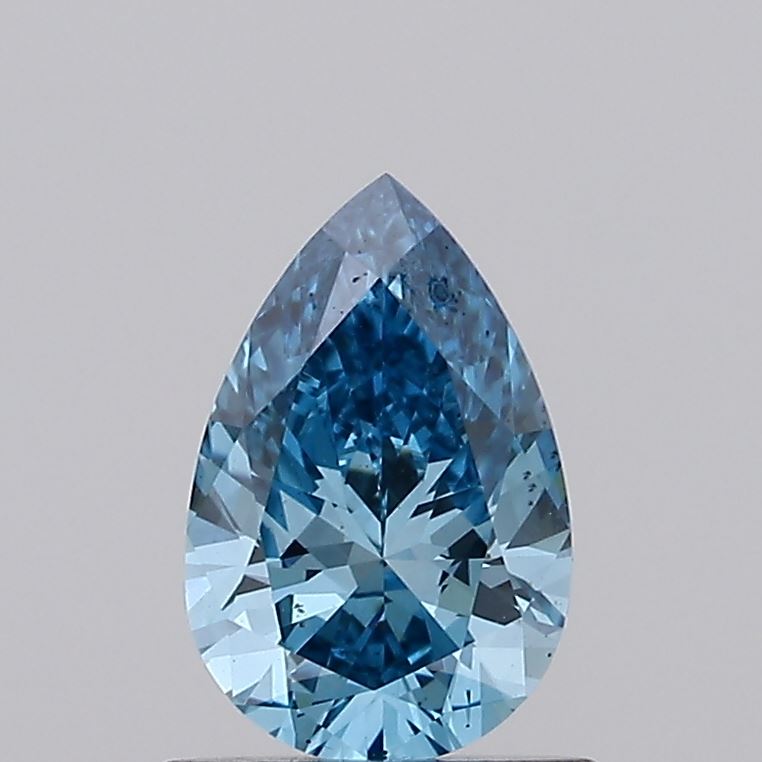 0.74 carat fancy vivid blue pear lab grown diamond VVS2 clarity