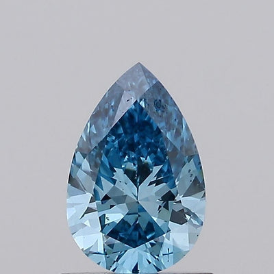 0.74 carat fancy vivid blue pear lab grown diamond VVS2 clarity