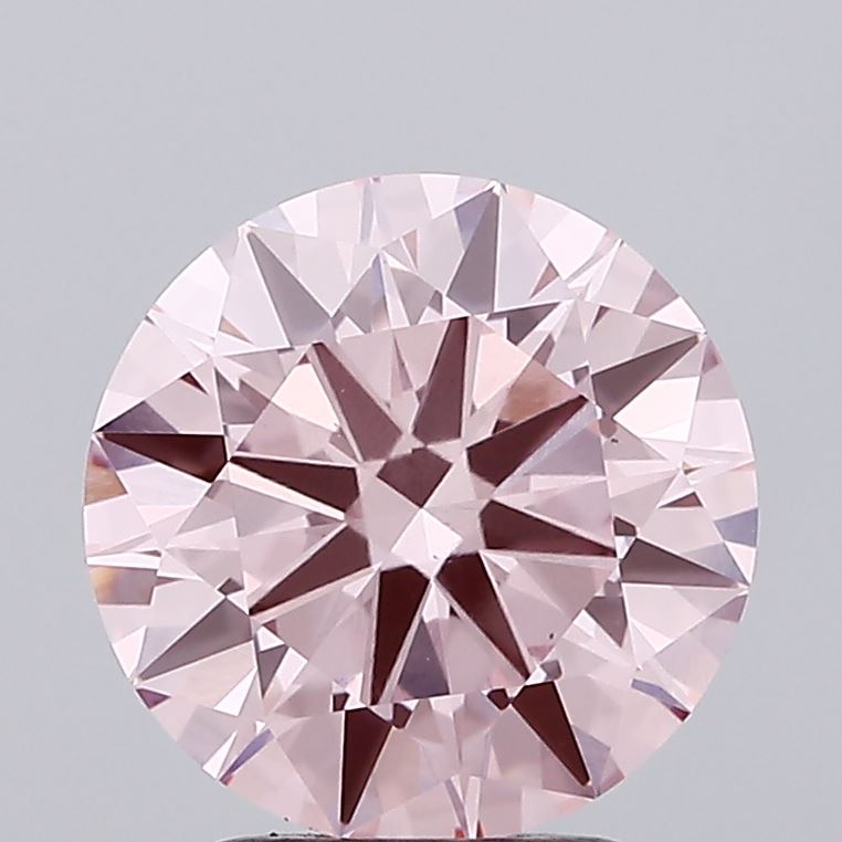 2.52 carat fancy intense pink round lab grown diamond VS1 clarity