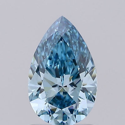 0.98 carat fancy vivid greenish blue pear lab grown diamond VS1 clarity