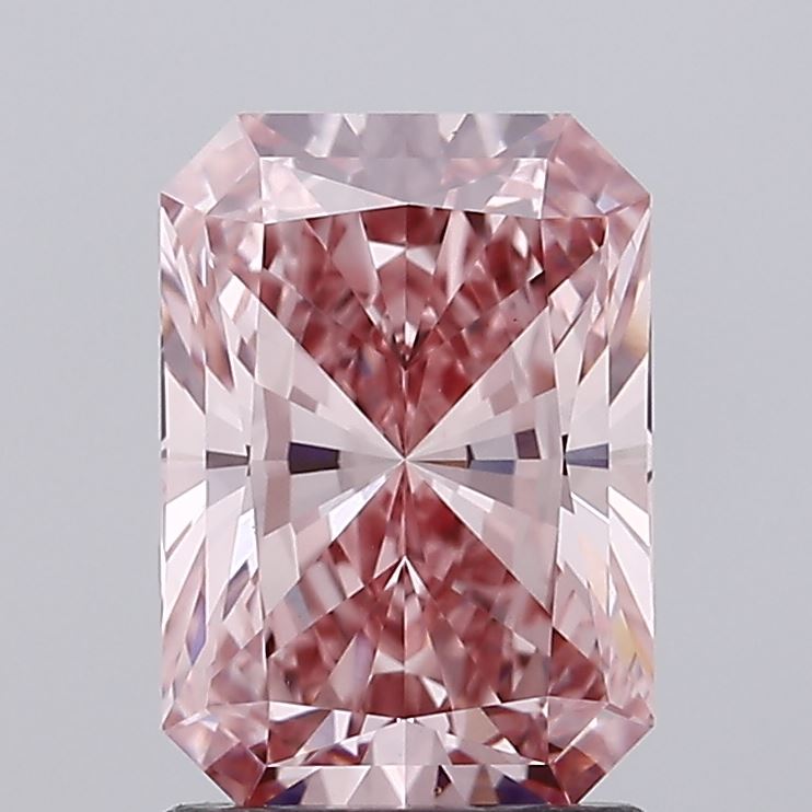 1.65 carat fancy intense brownish pink radiant lab grown diamond VVS2 clarity