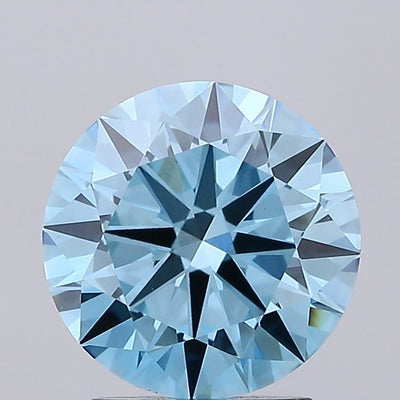2.11 carat fancy intense blue round lab grown diamond VVS2 clarity
