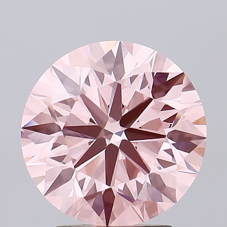 2.86 carat fancy vivid pink round lab grown diamond VS1 clarity