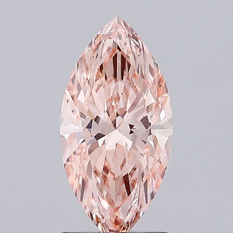 1.37 carat fancy intense orange pink marquise lab grown diamond VS2 clarity