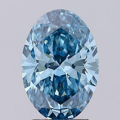 2.16 carat fancy vivid blue oval lab grown diamond VS1 clarity