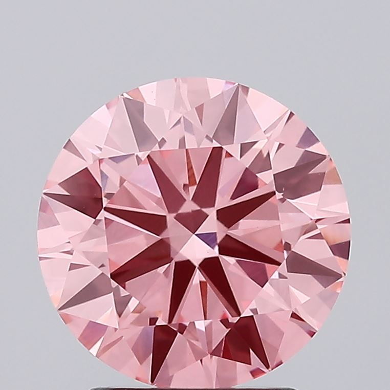 2.62 carat fancy vivid pink round lab grown diamond VS1 clarity