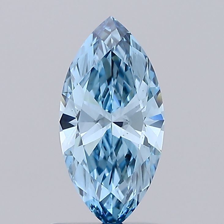 0.91 carat fancy vivid blue marquise lab grown diamond VVS2 clarity