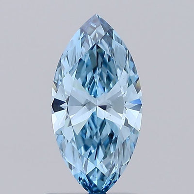 0.91 carat fancy vivid blue marquise lab grown diamond VVS2 clarity