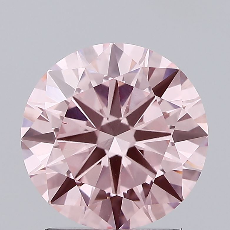 1.97 carat fancy intense pink round lab grown diamond VS2 clarity