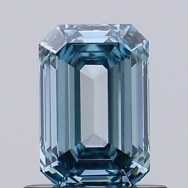 0.90 carat fancy intense greenish blue emerald lab grown diamond VVS2 clarity