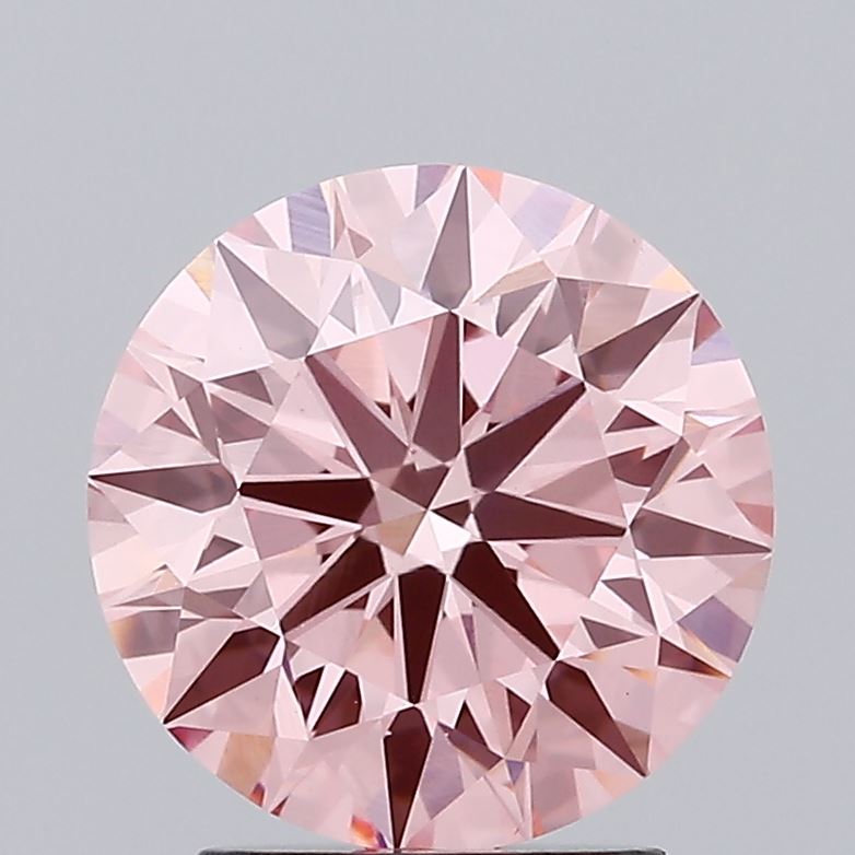 2.35 carat fancy intense pink round lab grown diamond VS1 clarity