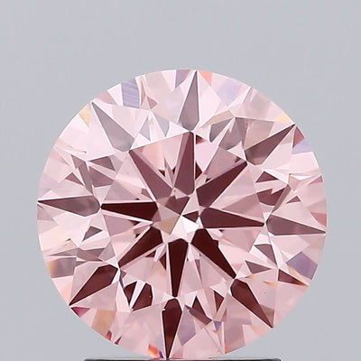 2.35 carat fancy intense pink round lab grown diamond VS1 clarity