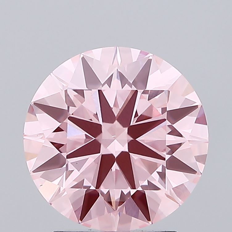 2.31 carat fancy vivid pink round lab grown diamond VS1 clarity