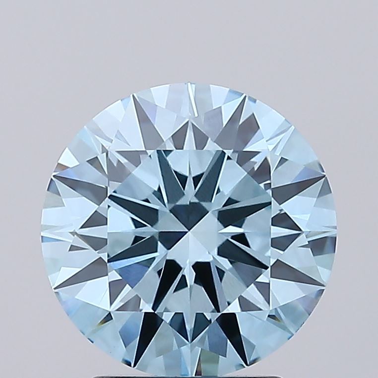 2.90 carat fancy intense greenish blue round lab grown diamond VS1 clarity
