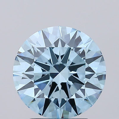 2.90 carat fancy intense greenish blue round lab grown diamond VS1 clarity