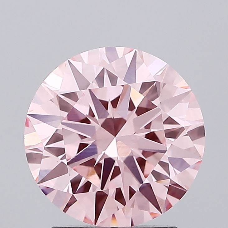 2.13 carat fancy intense pink round lab grown diamond VS1 clarity