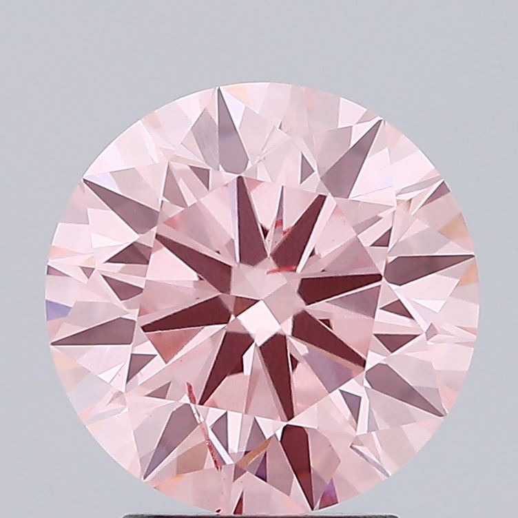 2.94 carat fancy intense pink round lab grown diamond SI1 clarity