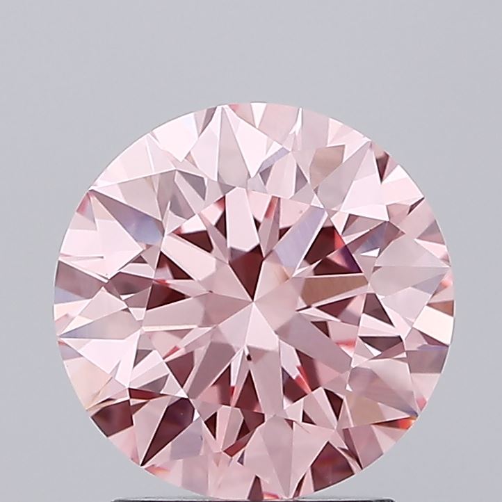 2.10 carat fancy intense pink round lab grown diamond VS1 clarity