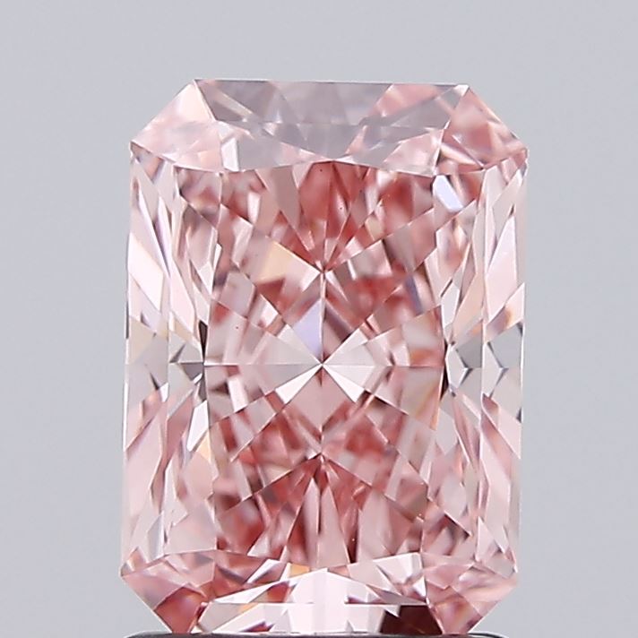 1.67 carat fancy vivid pink radiant lab grown diamond VS1 clarity