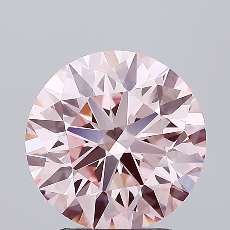 2.10 carat fancy intense pink round lab grown diamond VVS2 clarity