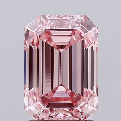 2.52 carat fancy intense pink emerald lab grown diamond VVS2 clarity