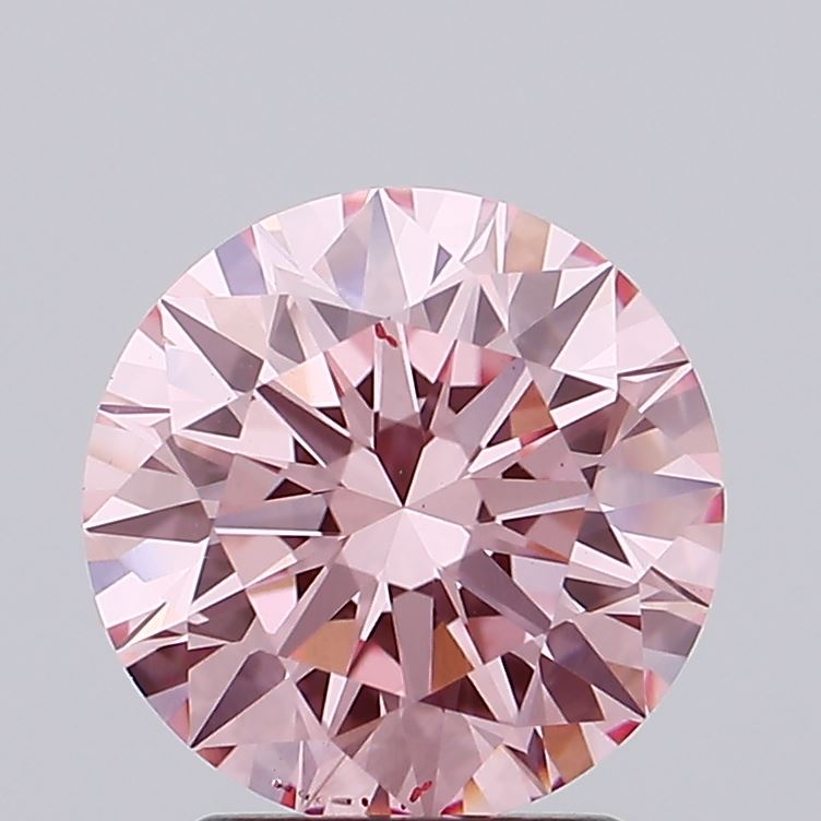 2.44 carat fancy vivid pink round lab grown diamond VS2 clarity