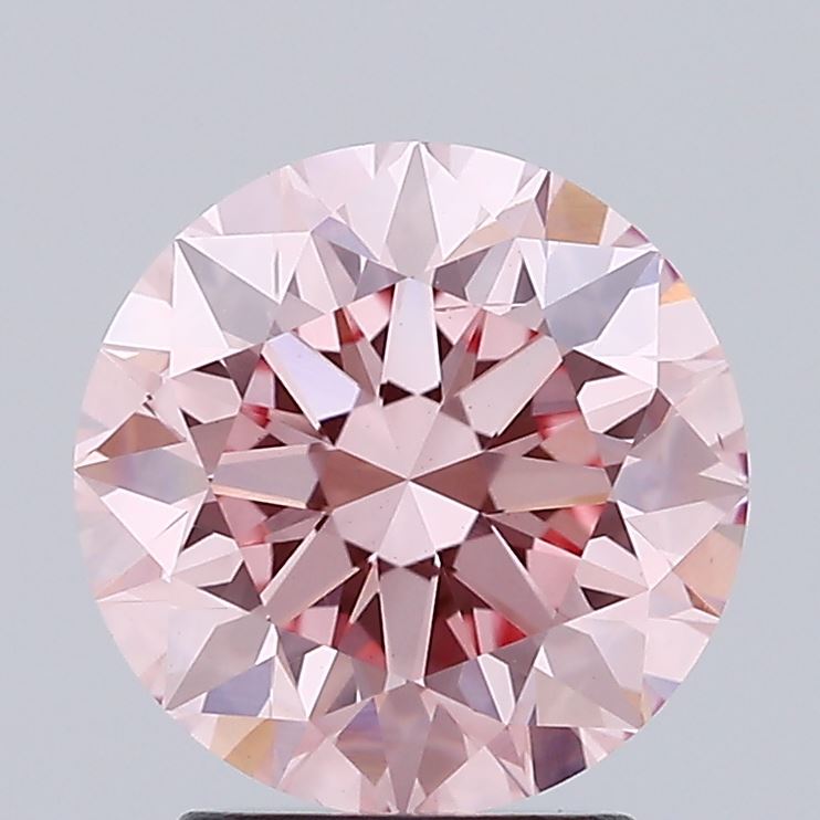 2.51 carat fancy intense pink round lab grown diamond VS2 clarity