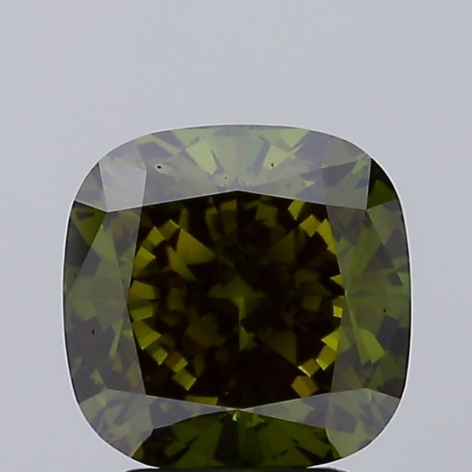 4.02 carat fancy deep green cushion lab grown diamond VS1 clarity