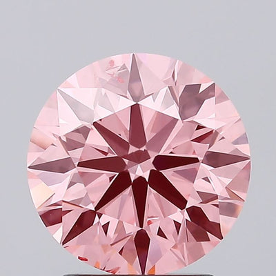 2.57 carat fancy vivid pink round lab grown diamond SI1 clarity