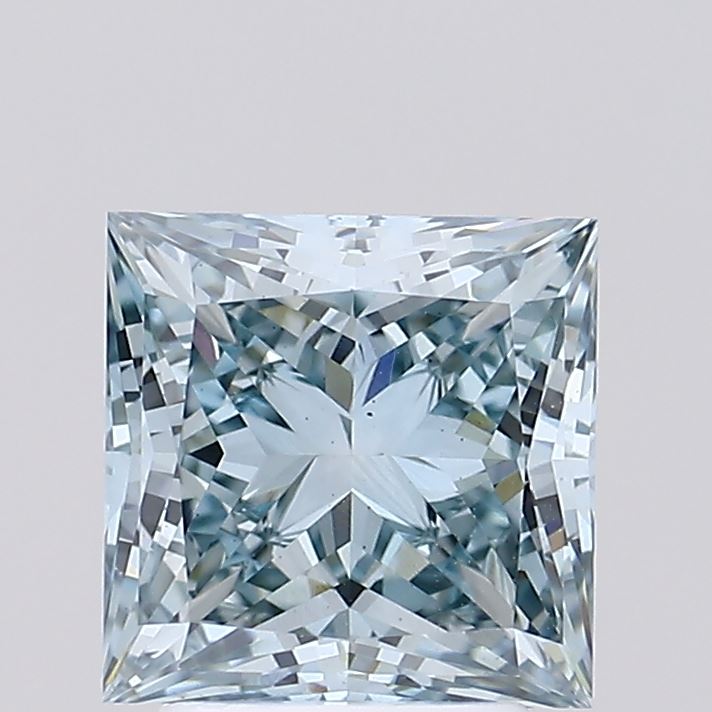 2.52 carat fancy intense greenish blue princess lab grown diamond VS2 clarity