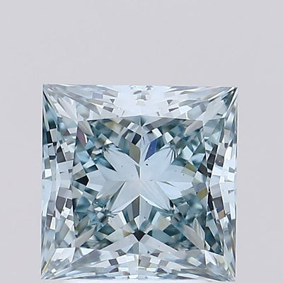 2.52 carat fancy intense greenish blue princess lab grown diamond VS2 clarity