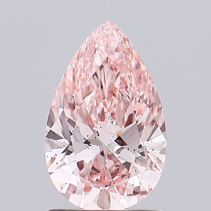 1.25 carat fancy intense pink pear lab grown diamond SI1 clarity