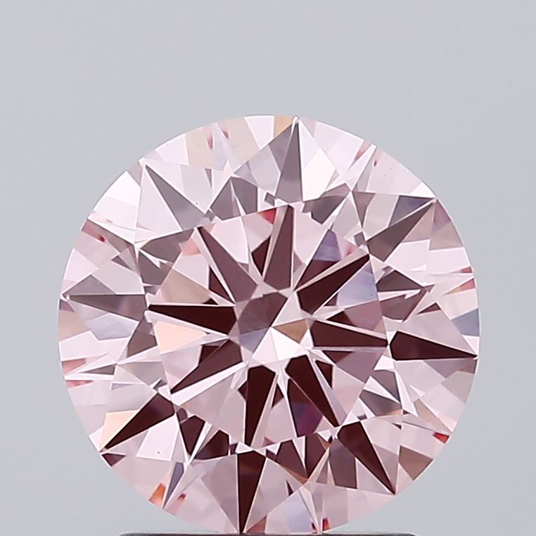 2.06 carat fancy vivid pink round lab grown diamond VS1 clarity