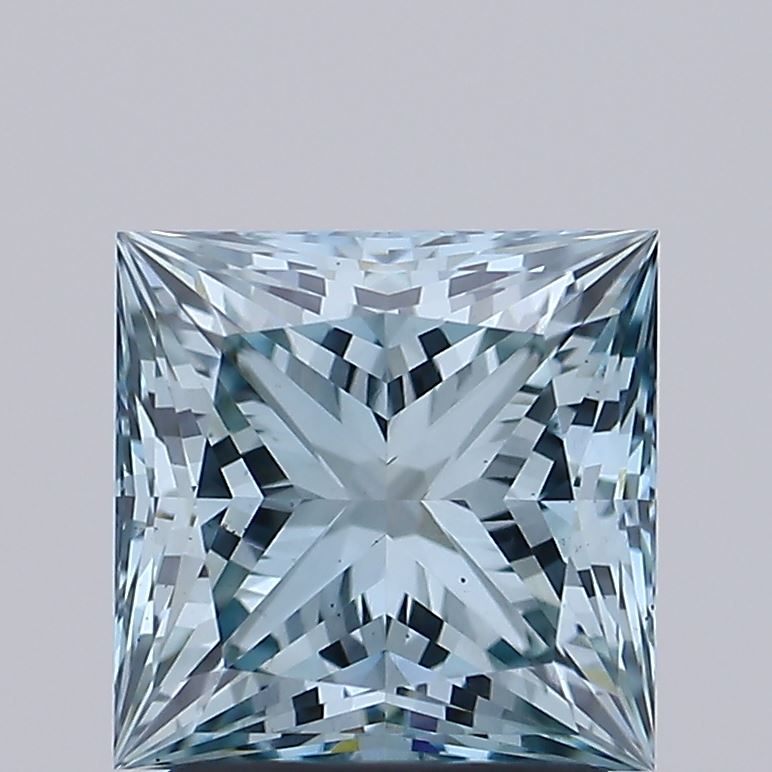 2.02 carat fancy intense bluish green princess lab grown diamond VS1 clarity