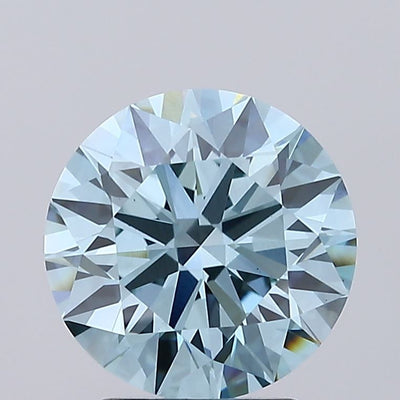 3.13 carat fancy intense greenish blue round lab grown diamond VS1 clarity