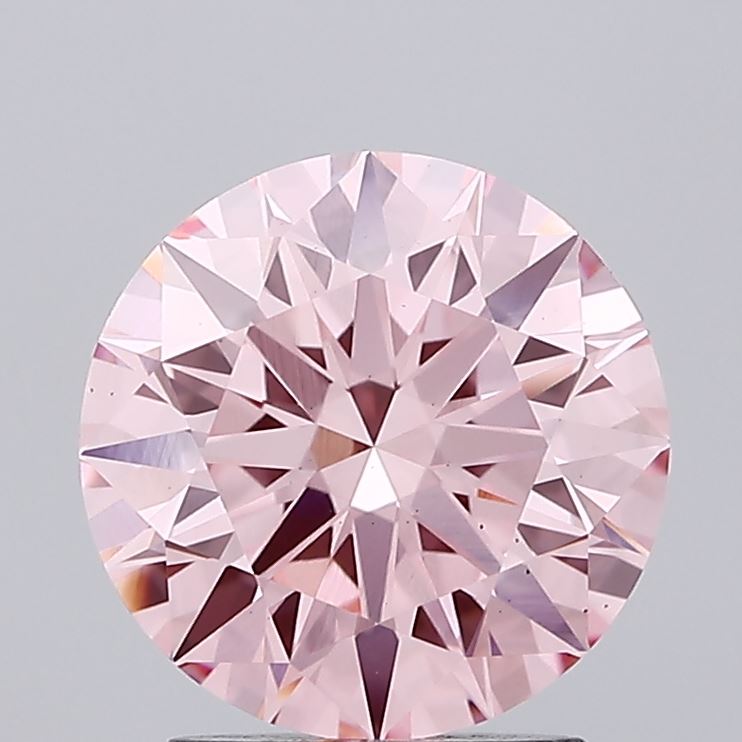 2.07 carat fancy intense pink round lab grown diamond VS2 clarity