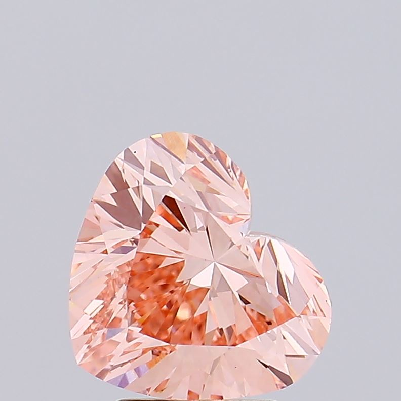 3.01 carat fancy intense pink heart lab grown diamond VS2 clarity