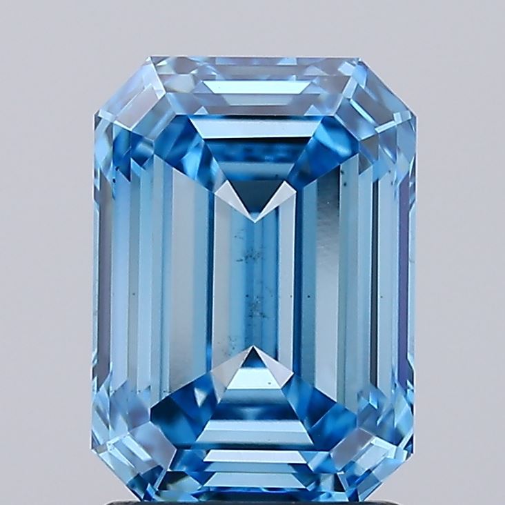 2.02 carat fancy vivid blue emerald lab grown diamond VS2 clarity