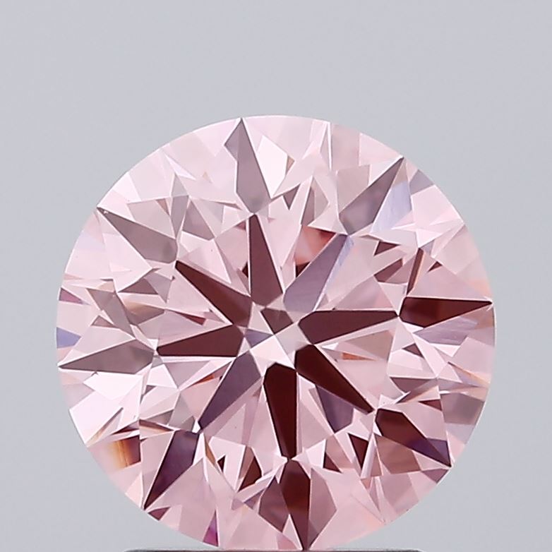 2.44 carat fancy intense pink round lab grown diamond VS1 clarity
