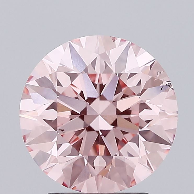 2.82 carat fancy intense pink round lab grown diamond SI1 clarity